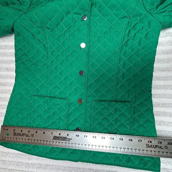 Doncaster Womens Green Quilted Jacket Size 2 Lightweight Pockets Snap Closure - Picture 9 of 10